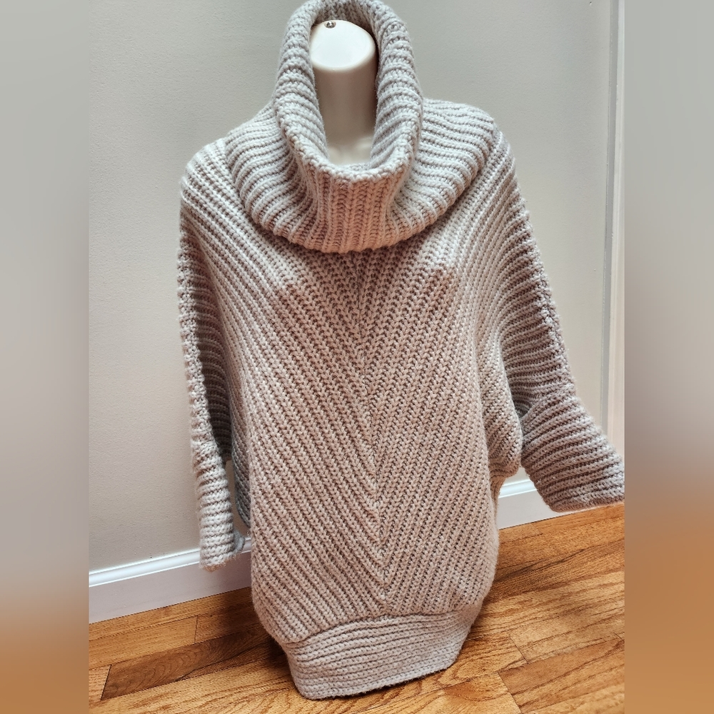 BCBGMaxAzria Chunky Knit Cowl Neck Batwing Sweater Oversized Y2K
